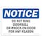 Signmission OSHA Notice Sign, 7" Height, 10" Width, Do Not Ring Doorbell Or Knock On Door For Sign, Landscape OS-NS-D-710-L-11355 - alternate 1